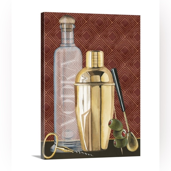 Bar wrapped canvas art martini vodka olives and shaker - Picture 2 of 4